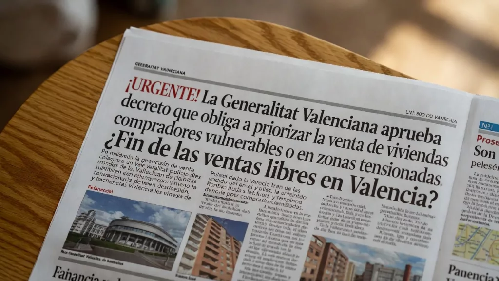 ¡URGENTE! La Generalitat Valenciana aprueba decreto que obliga a priorizar la venta de viviendas a compradores vulnerables o en zonas tensionadas. ¿Fin de las ventas libres en Valencia?
