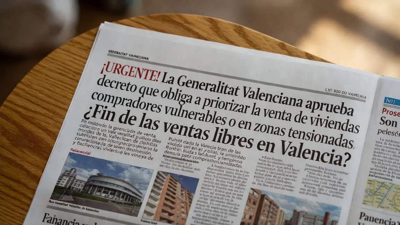 ¡URGENTE! La Generalitat Valenciana aprueba decreto que obliga a priorizar la venta de viviendas a compradores vulnerables o en zonas tensionadas. ¿Fin de las ventas libres en Valencia?